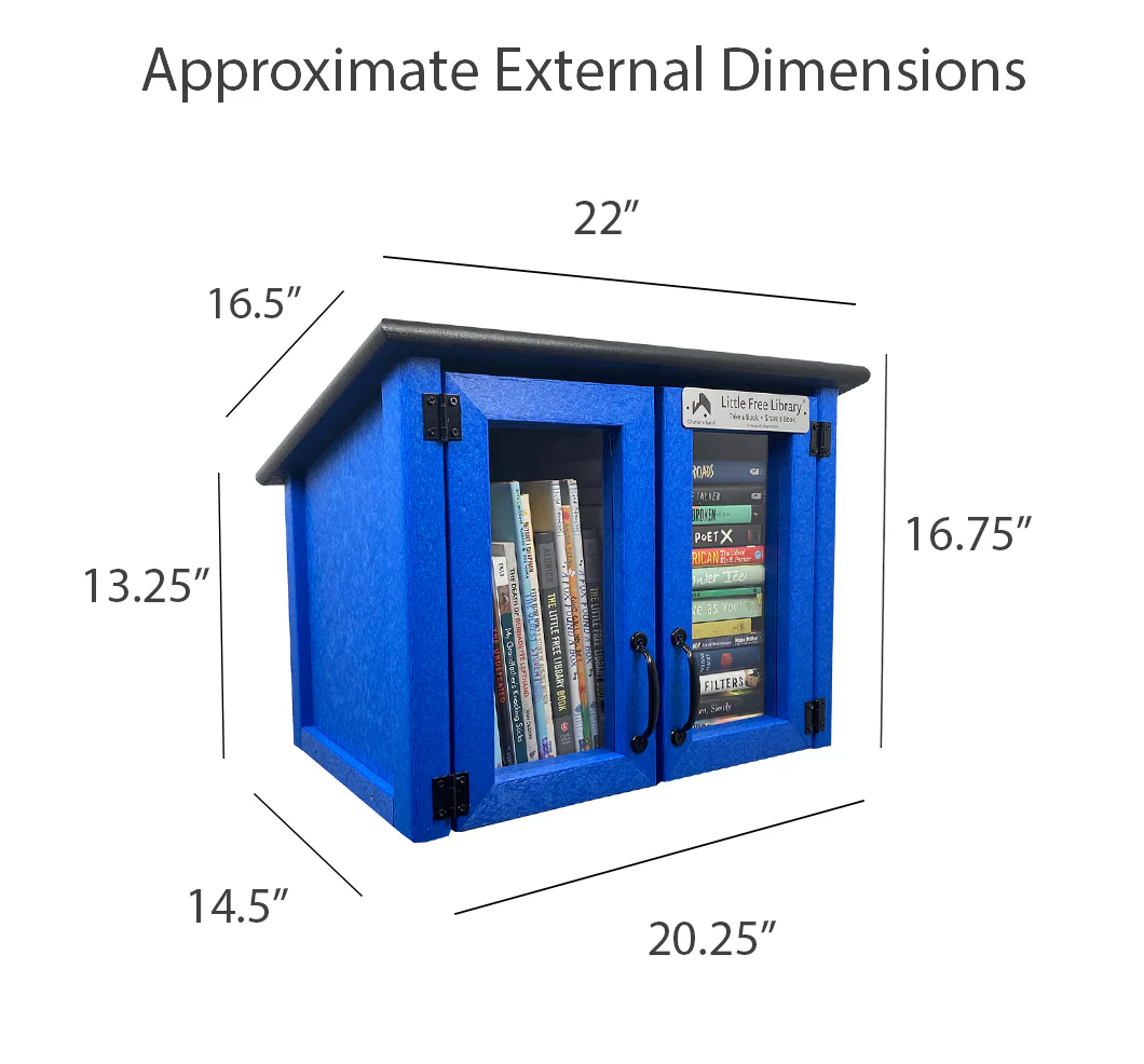 Composite Double Door Cottage Blue Little Free Library - Image 5