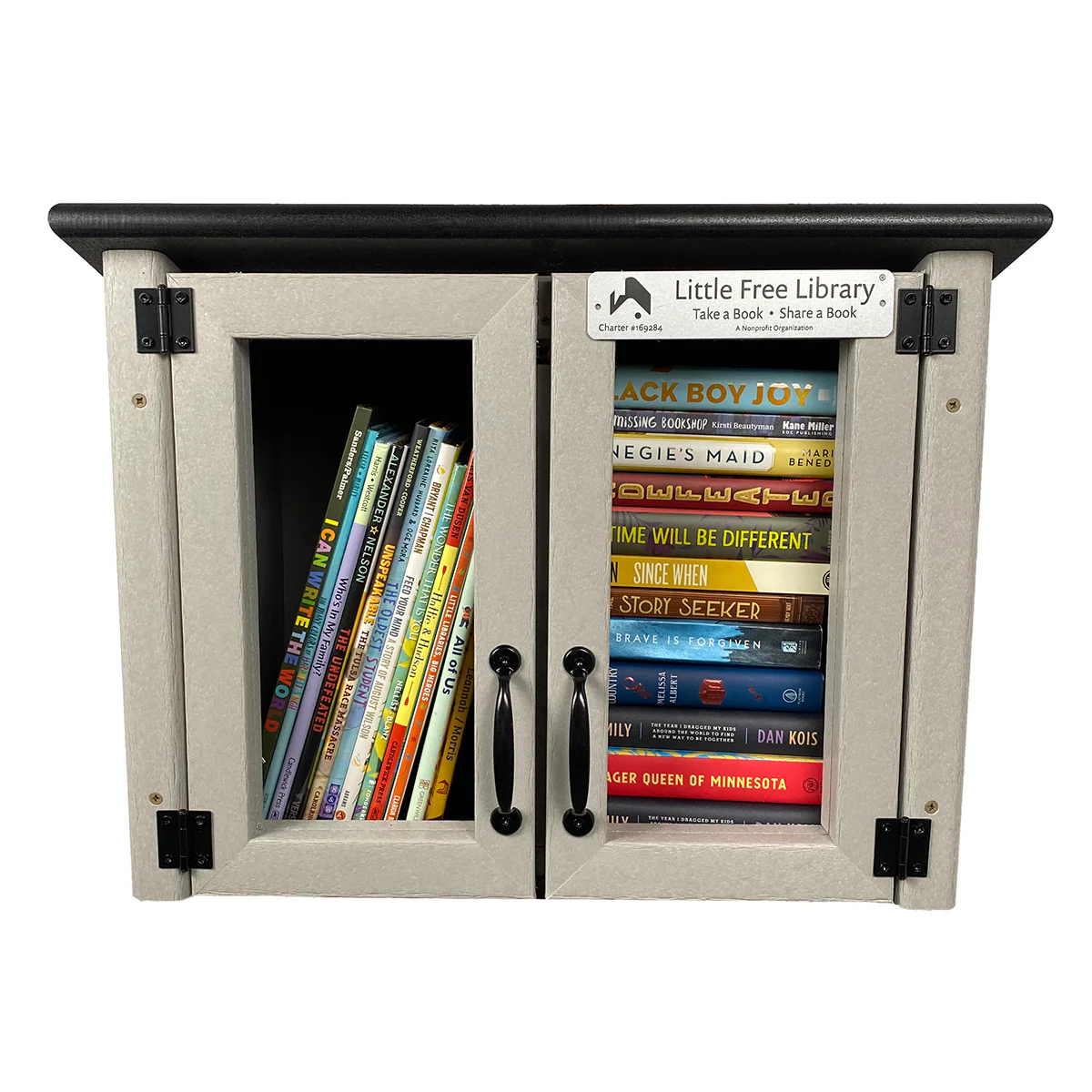 Composite Double Door Cottage Gray Little Free Library - Image 3