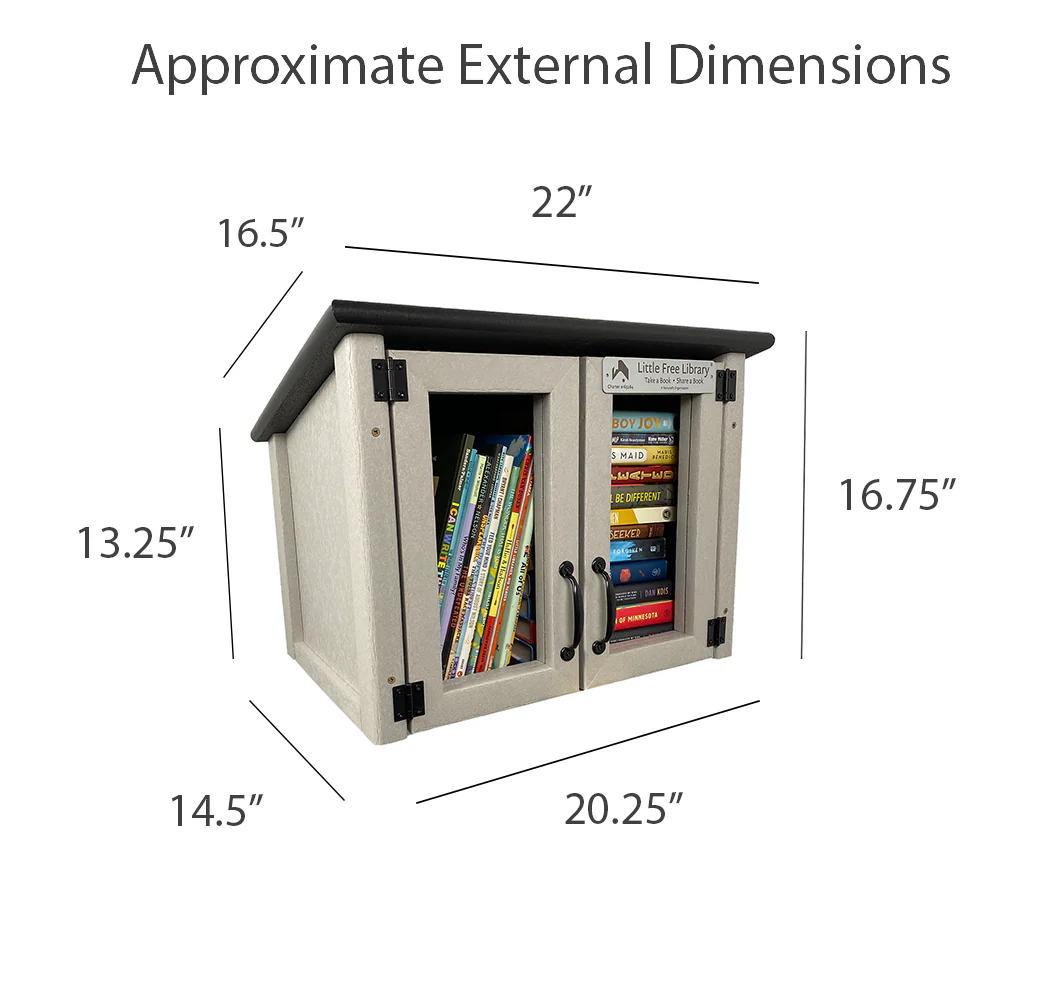 Composite Double Door Cottage Gray Little Free Library - Image 5