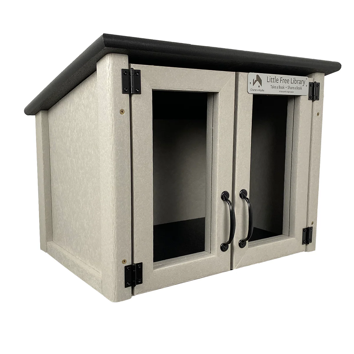 Composite Double Door Cottage Gray Little Free Library - Image 9