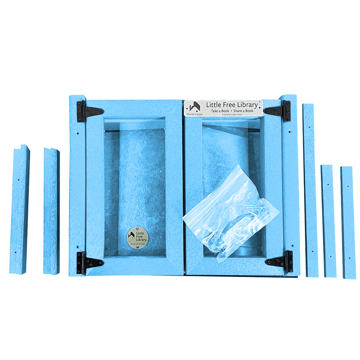 Composite Double Door Cottage Light Blue Kit Little Free Library - Image 4
