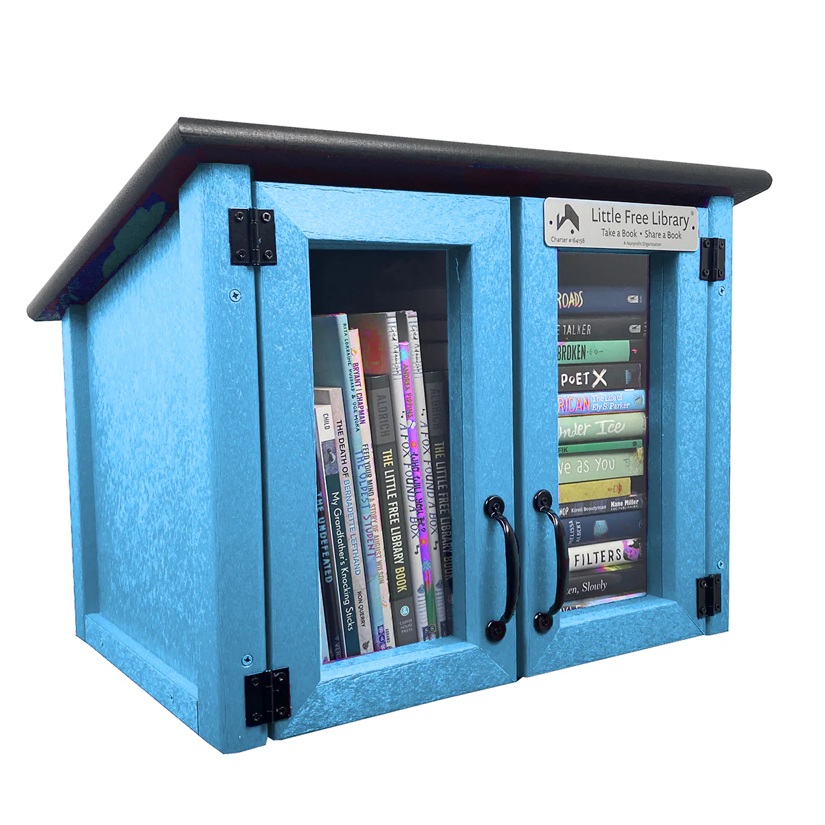 Composite Double Door Cottage Light Blue Kit Little Free Library - Image 5