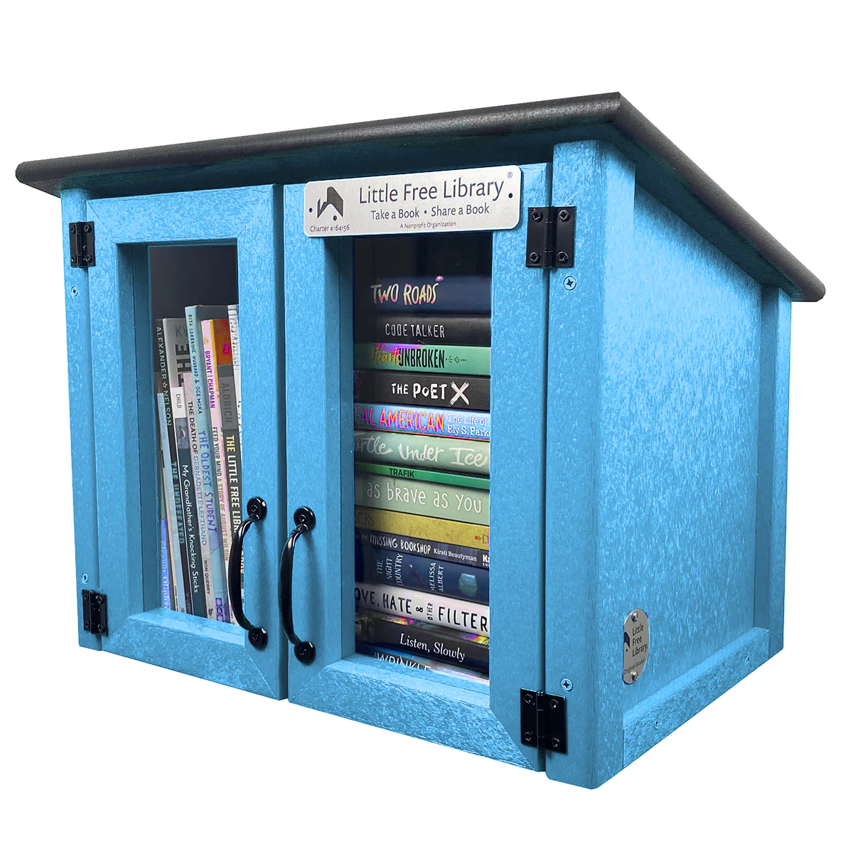 Composite Double Door Cottage Light Blue Kit Little Free Library - Image 6