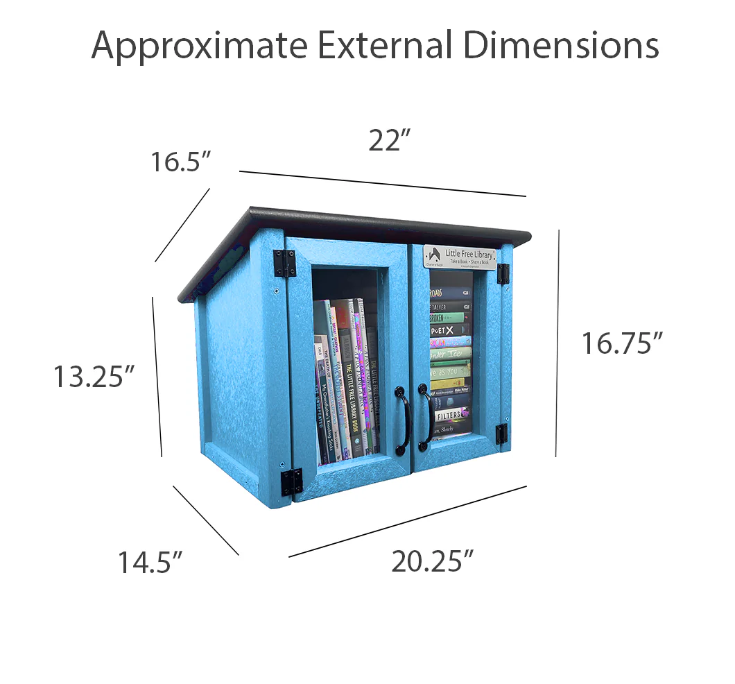 Composite Double Door Cottage Light Blue Little Free Library - Image 11