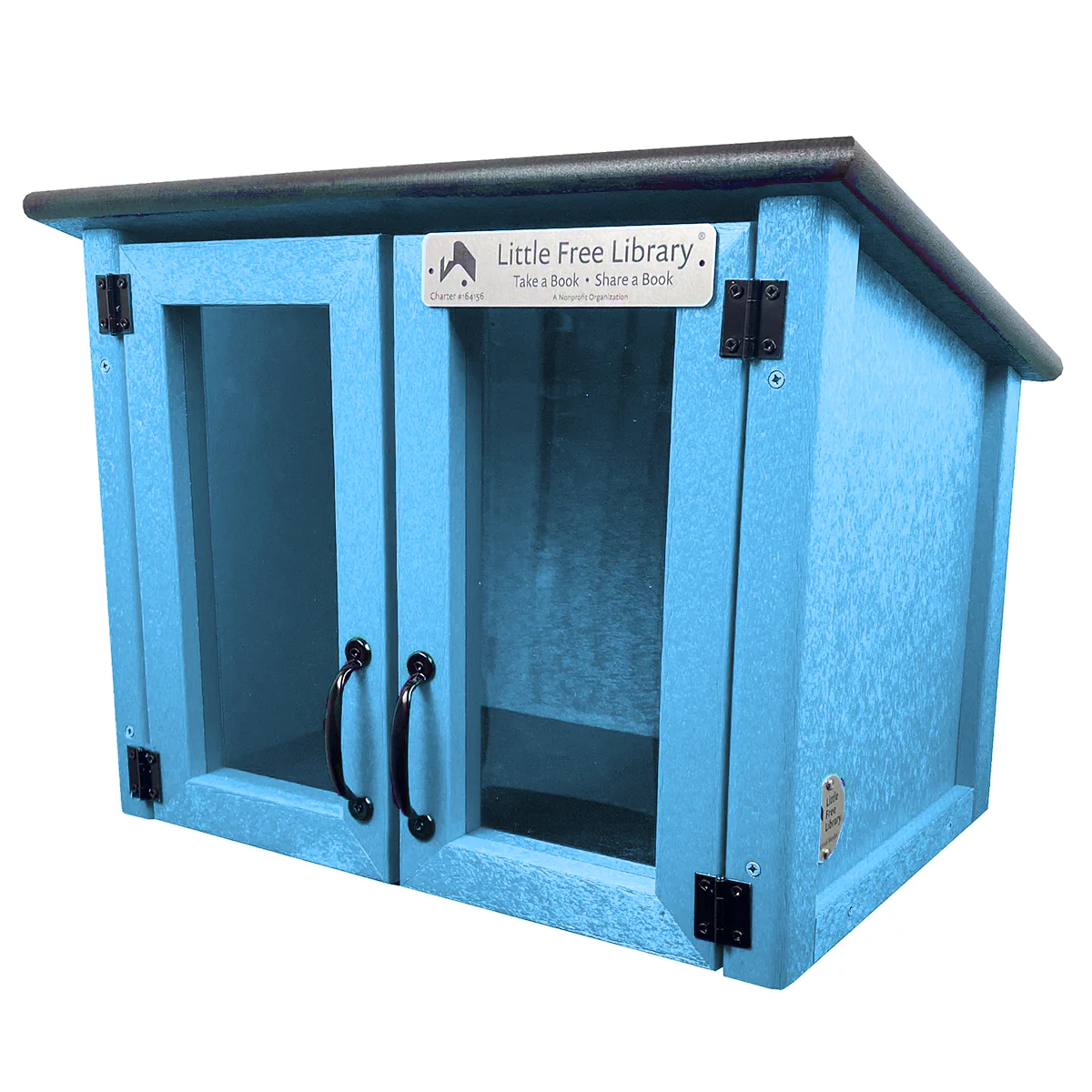Composite Double Door Cottage Light Blue Little Free Library - Image 6