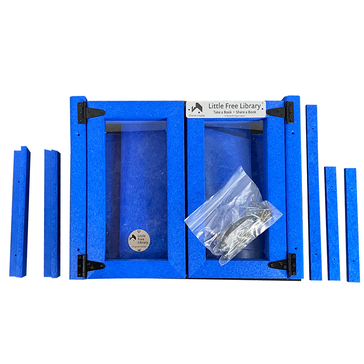 Composite Double Door Cottage Blue Kit Little Free Library - Image 2