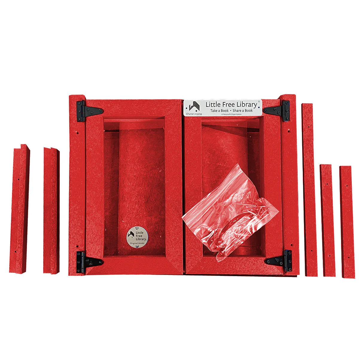 Composite Double Door Cottage Red Kit Little Free Library - Image 3