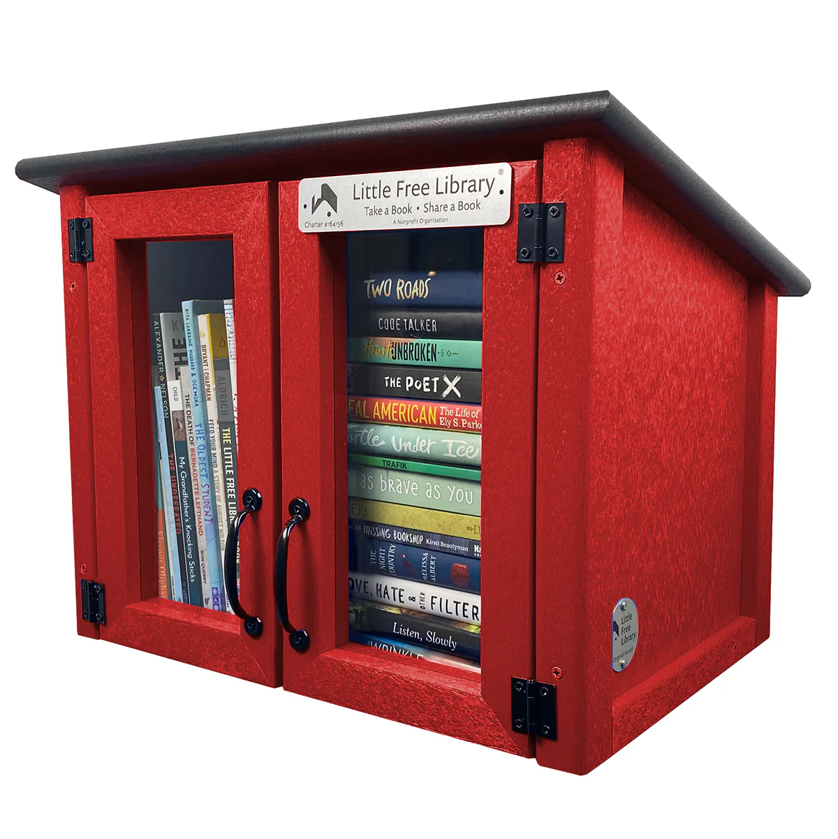 Composite Double Door Cottage Red Little Free Library - Image 3