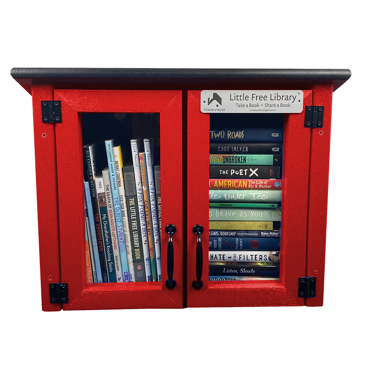 Composite Double Door Cottage Red Little Free Library - Image 4