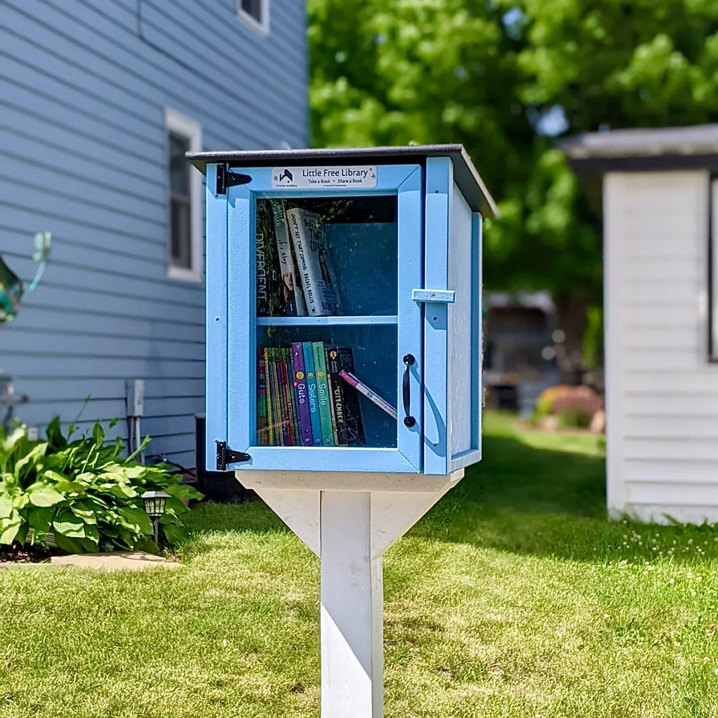 Composite Two Story Light Blue Kit Little Free Library - Image 3