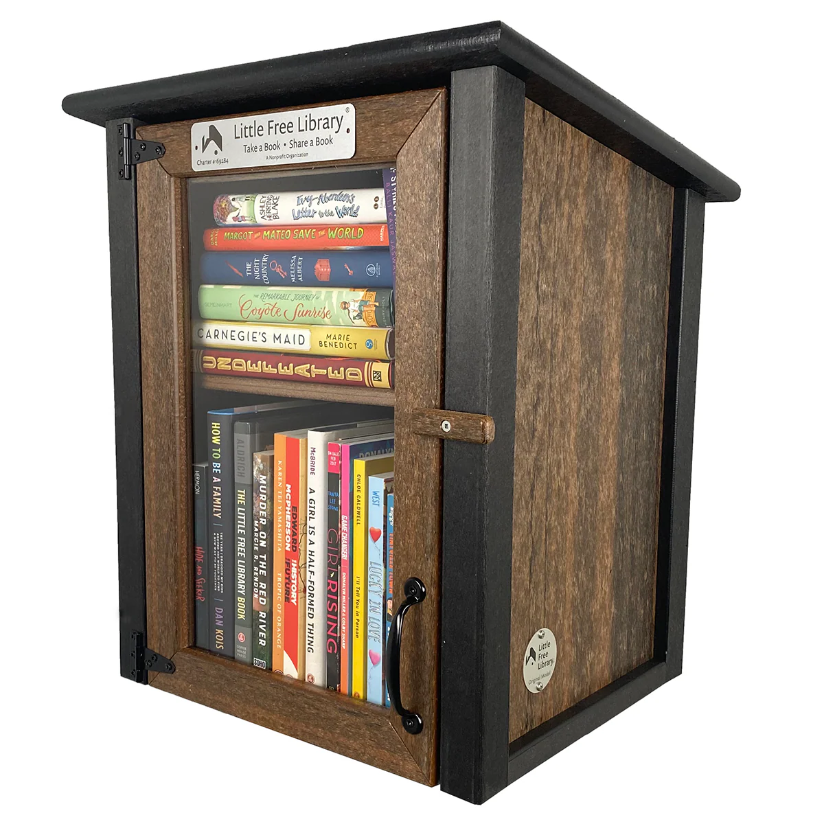 Composite Two Story Walnut Little Free Library - Image 3