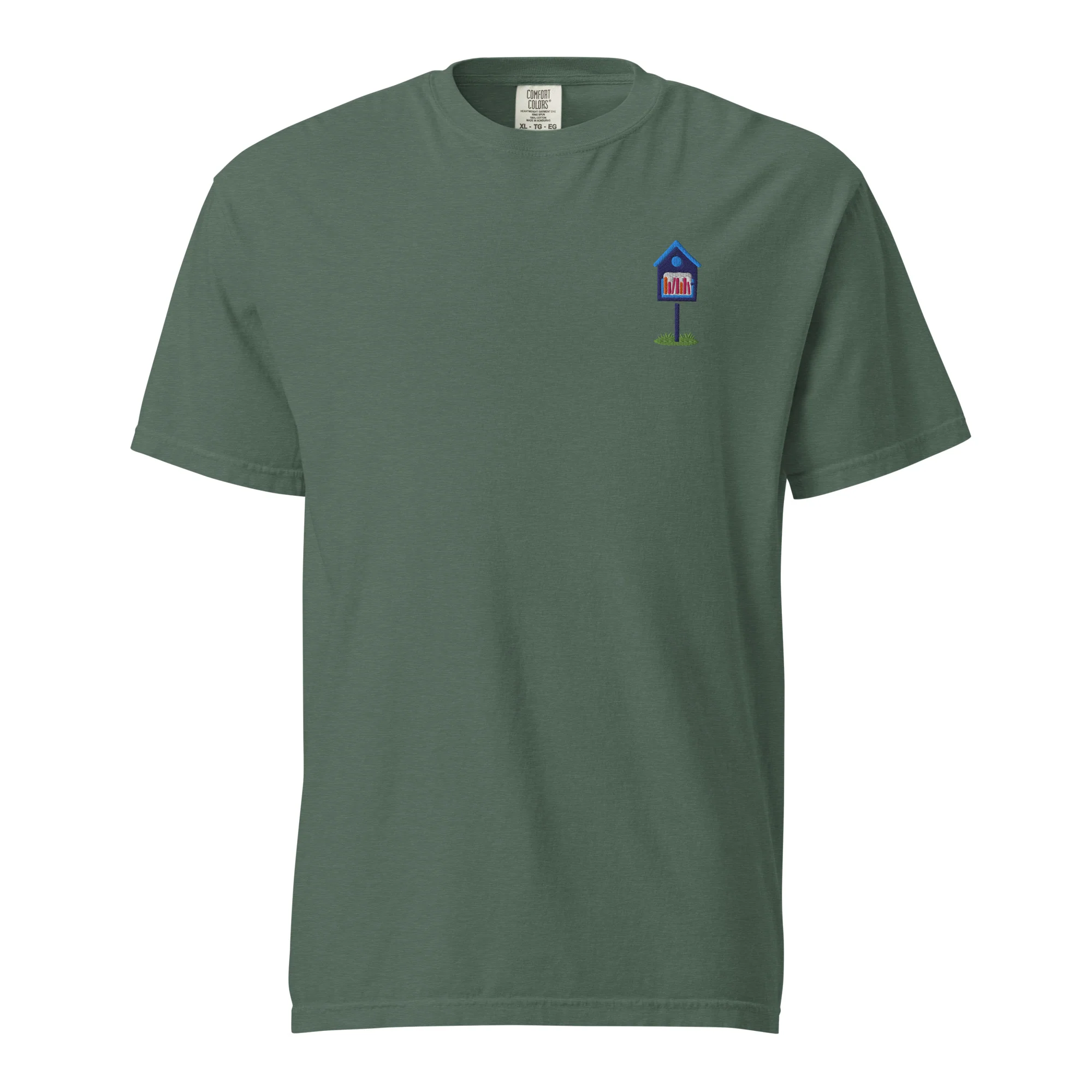 Embroidered Blue Library Heavyweight Tee - Image 3