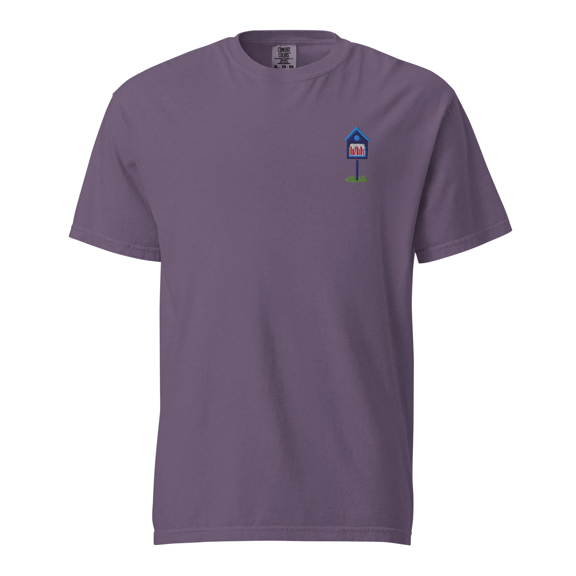 Embroidered Blue Library Heavyweight Tee - Image 4