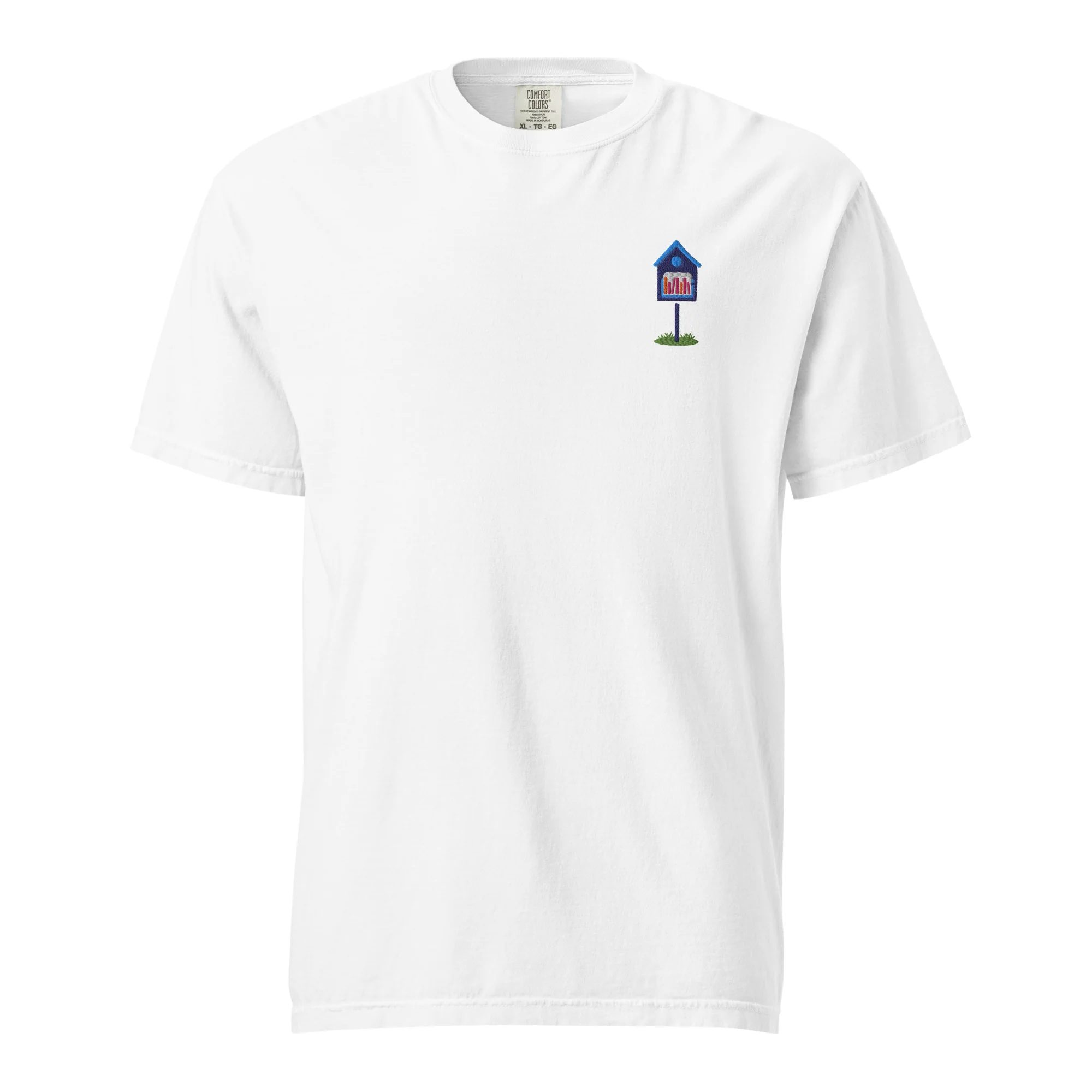 Embroidered Blue Library Heavyweight Tee - Image 5