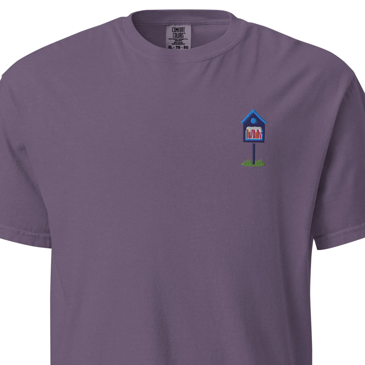Embroidered Blue Library Heavyweight Tee - Image 7