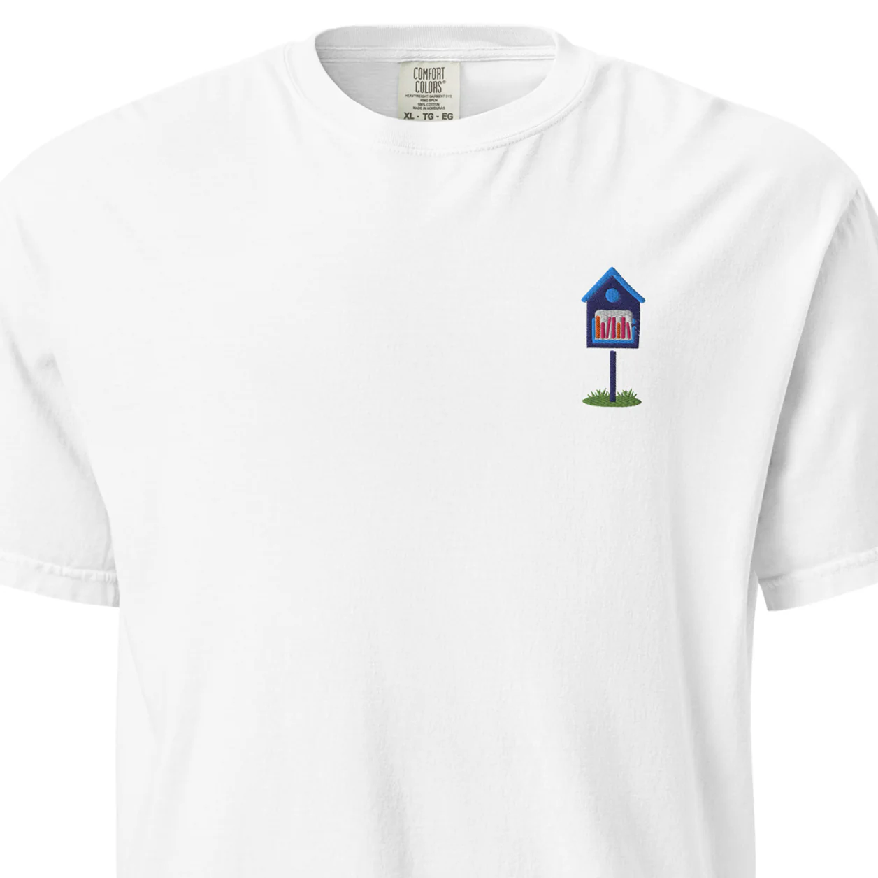 Embroidered Blue Library Heavyweight Tee - Image 8