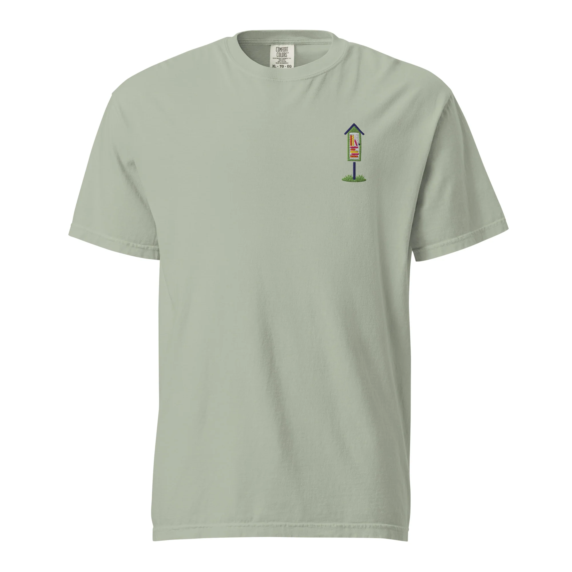 Embroidered Green Library Heavyweight Tee - Image 4