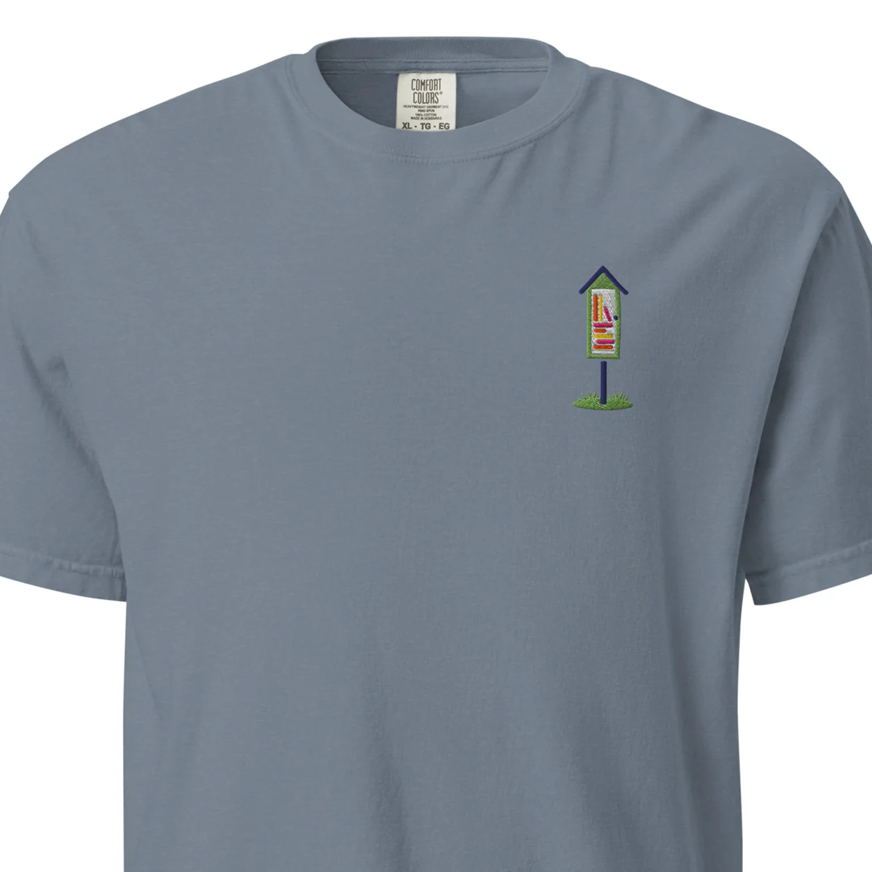 Embroidered Green Library Heavyweight Tee - Image 6