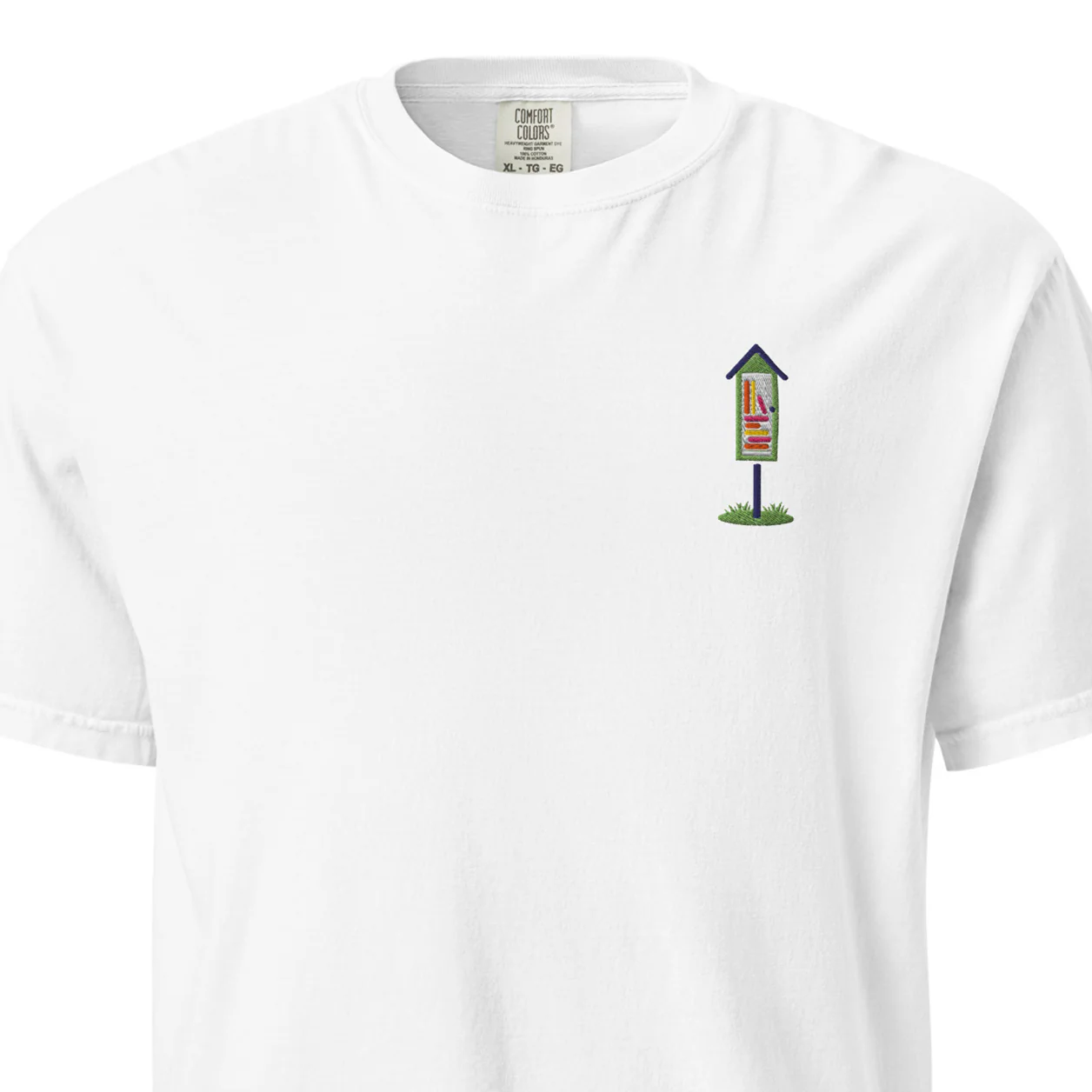 Embroidered Green Library Heavyweight Tee - Image 8