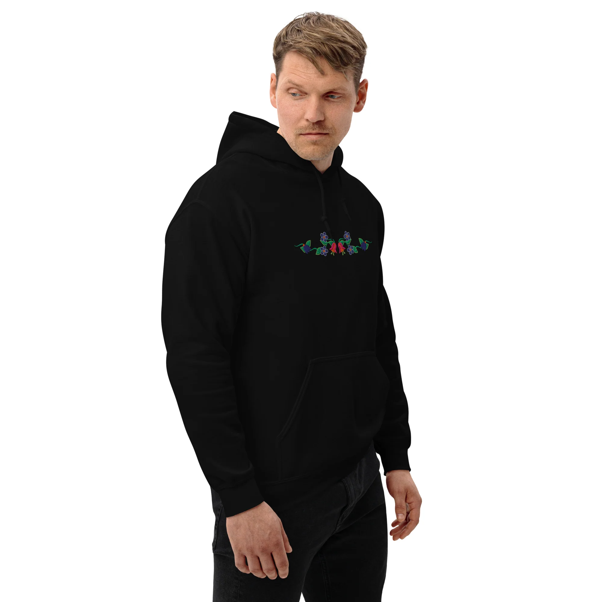 Floral-Embroidered Hoodie Sweatshirt - Image 3