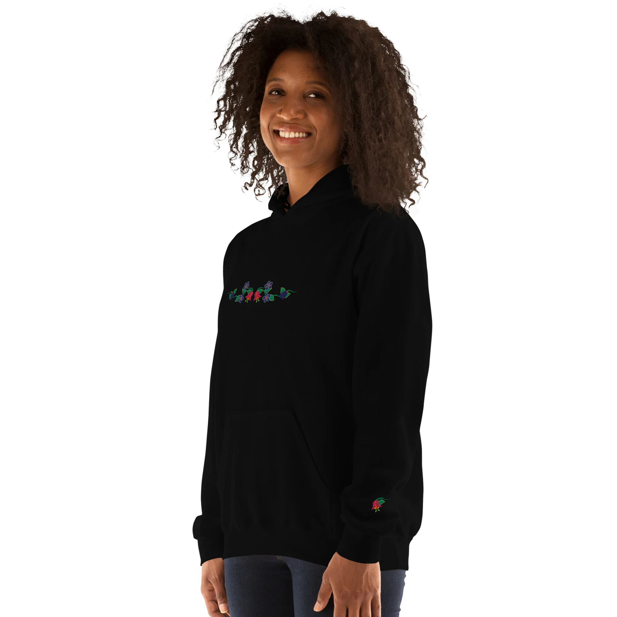 Floral-Embroidered Hoodie Sweatshirt - Image 4