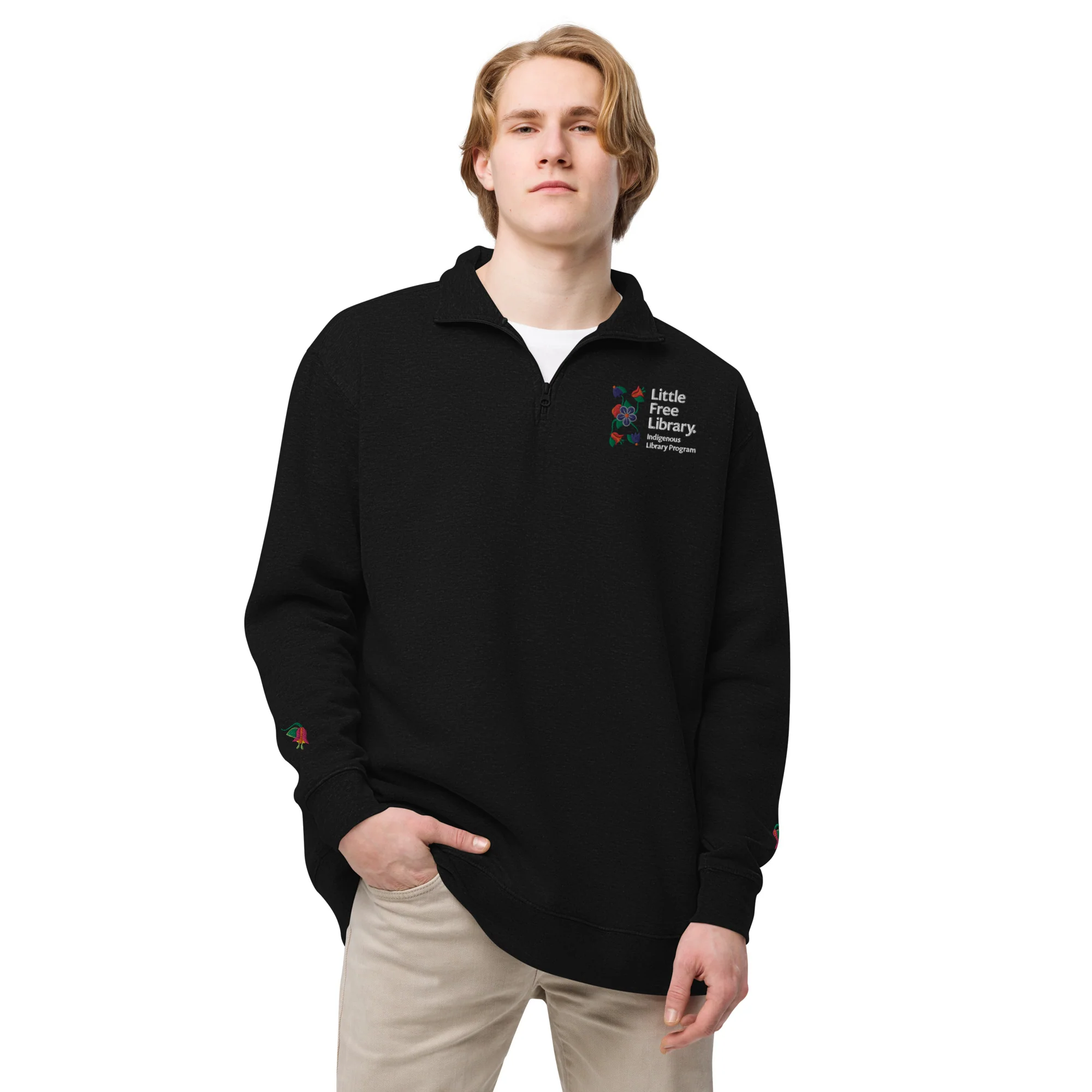 Floral-Embroidered Quarter-Zip Sweatshirt - Image 5