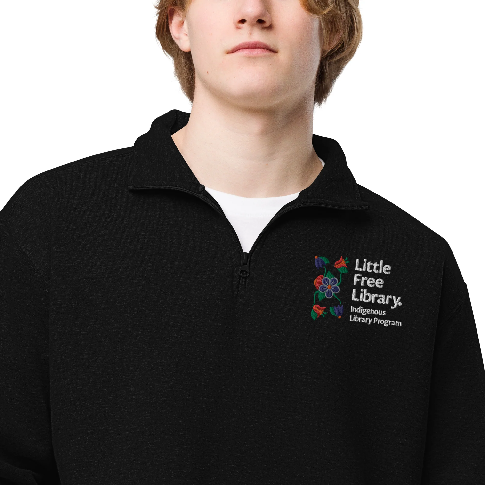 Floral-Embroidered Quarter-Zip Sweatshirt - Image 6