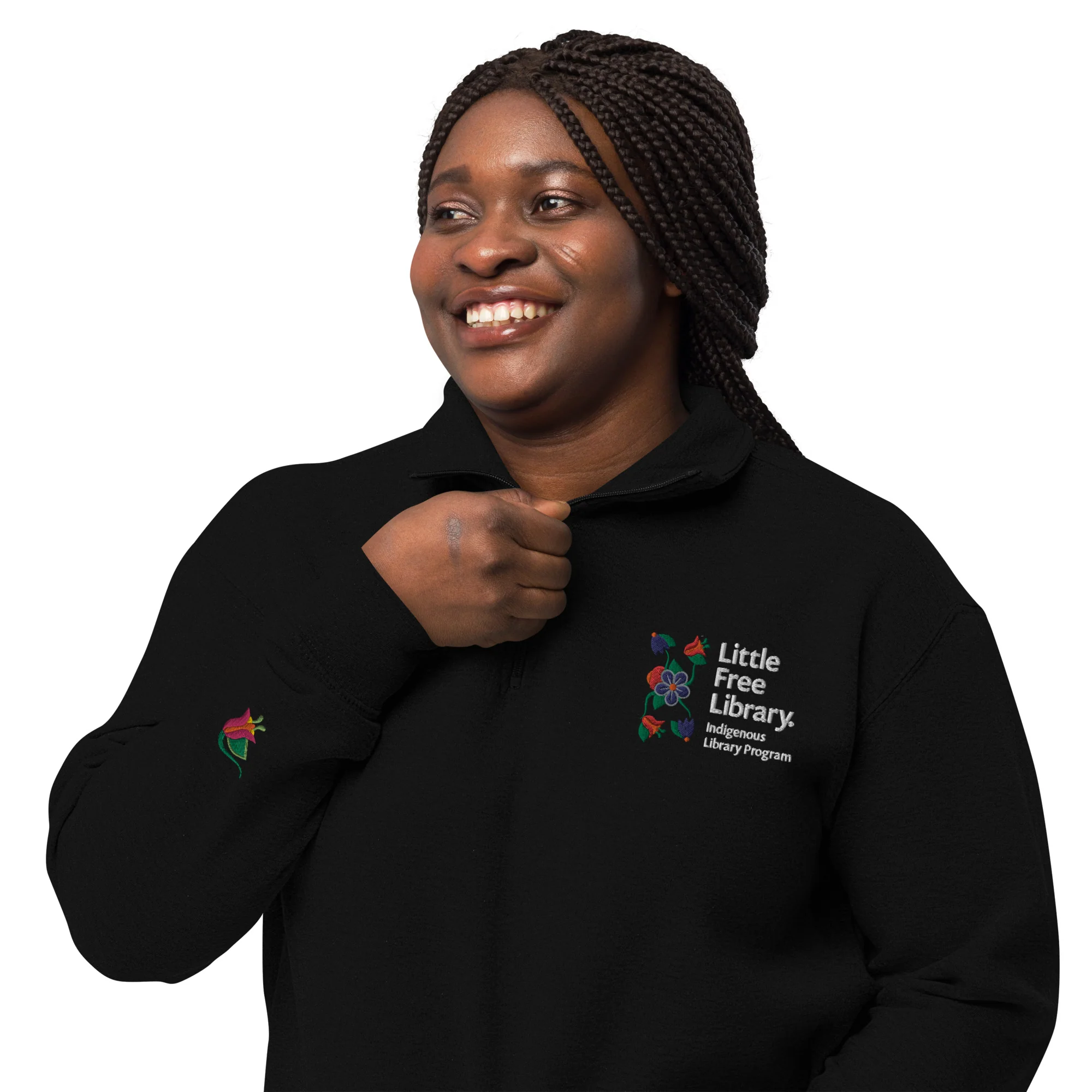 Floral-Embroidered Quarter-Zip Sweatshirt - Image 7