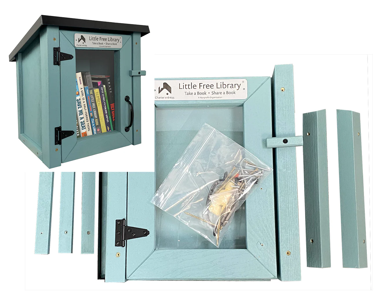 Mini Shed Light Blue Kit Little Free Library - Image 2