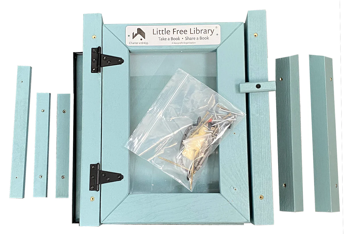 Mini Shed Light Blue Kit Little Free Library - Image 4