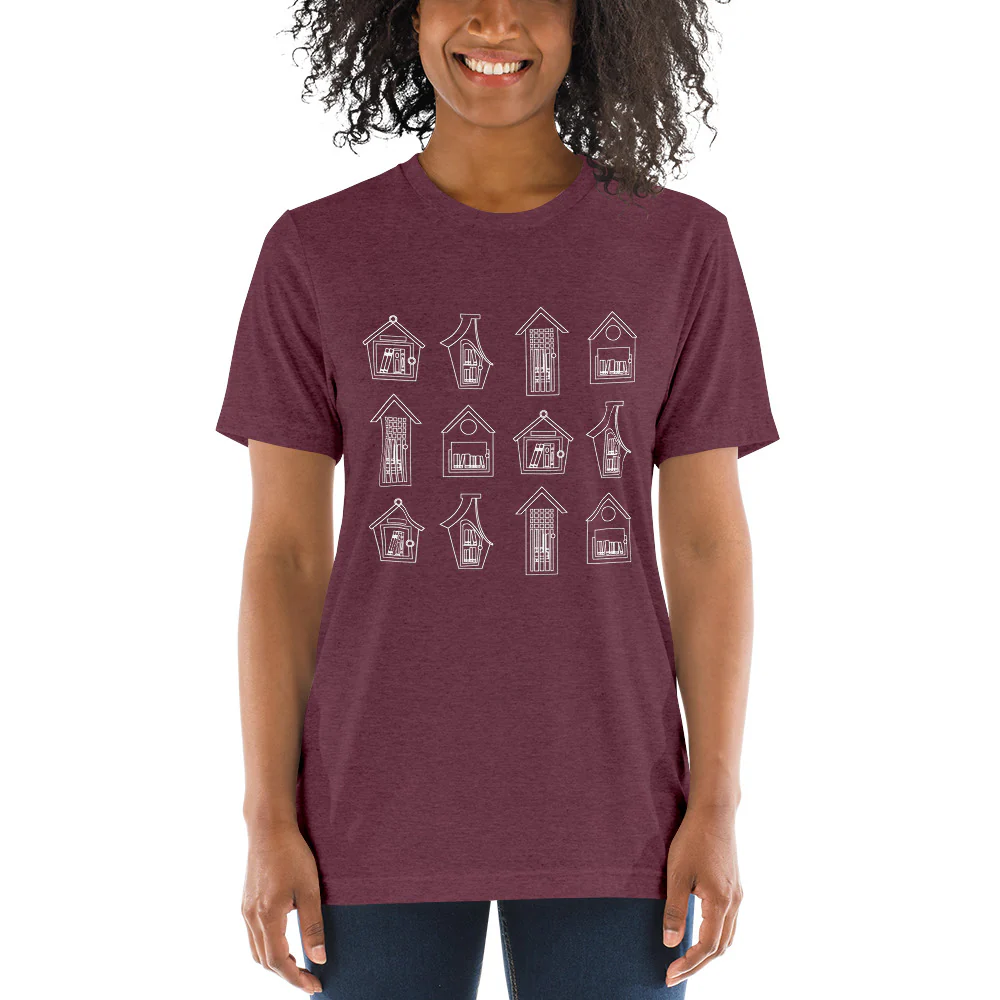 Stacked Little Library Tee Maroon - Image 3
