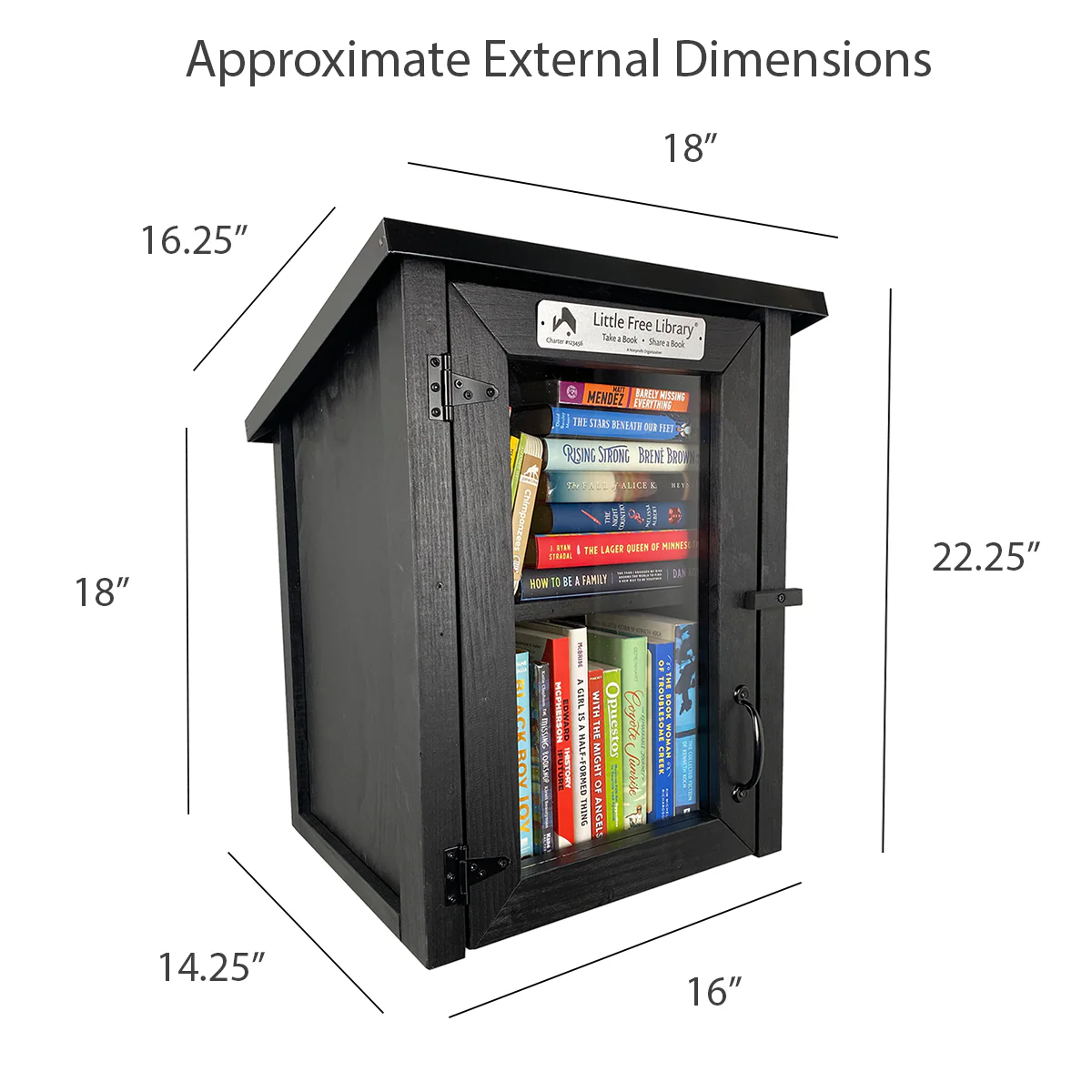 Two Story Shed Black Little Free Library - Image 6