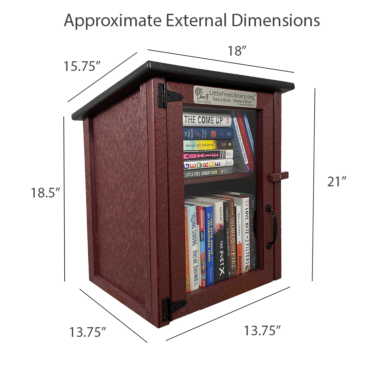 Composite Two Story Maroon Little Free Library - Image 5
